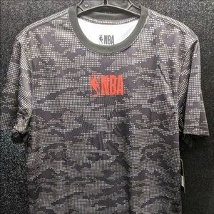 NBA Mens Official Logo Gray Black Short-Sleeve Top